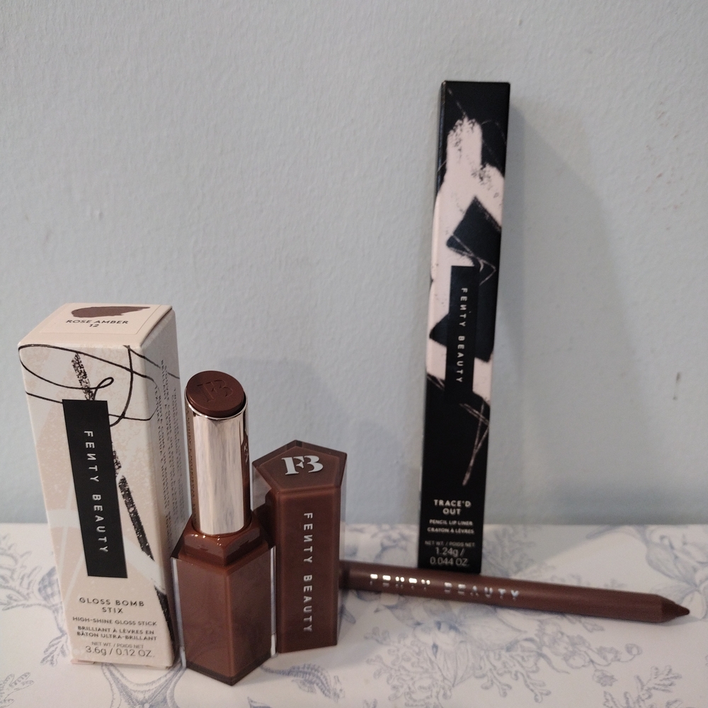 New Fenty Just released - Rose Amber Gloss Bomb Stix And Traced Out Liner!